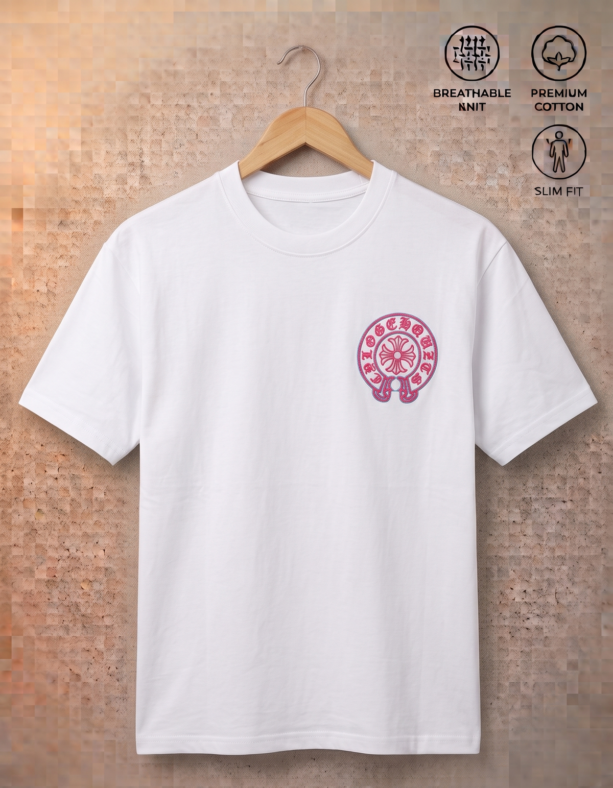 Men's Premium Contrast Knit Polo T-Shirt- White Printed