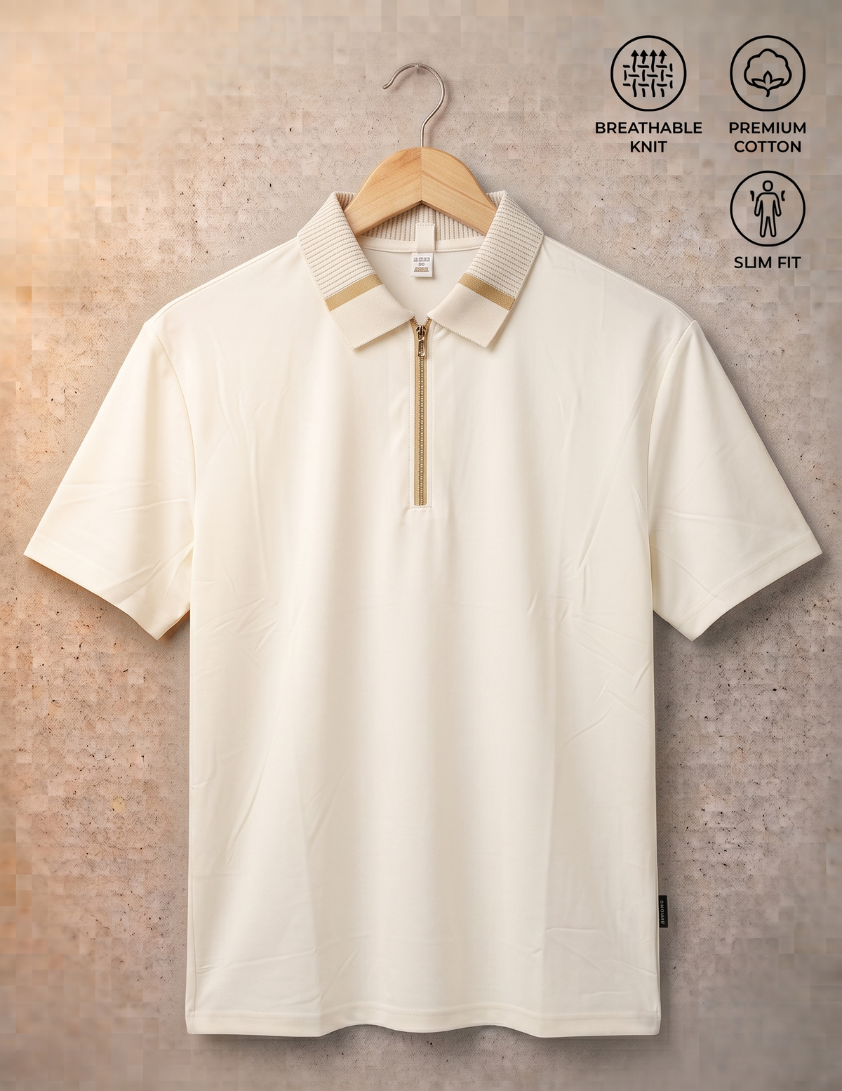 Men's Premium Contrast Knit Polo T-Shirt - Off White