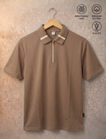 Men's Premium Contrast Knit Polo T-Shirt - Brown