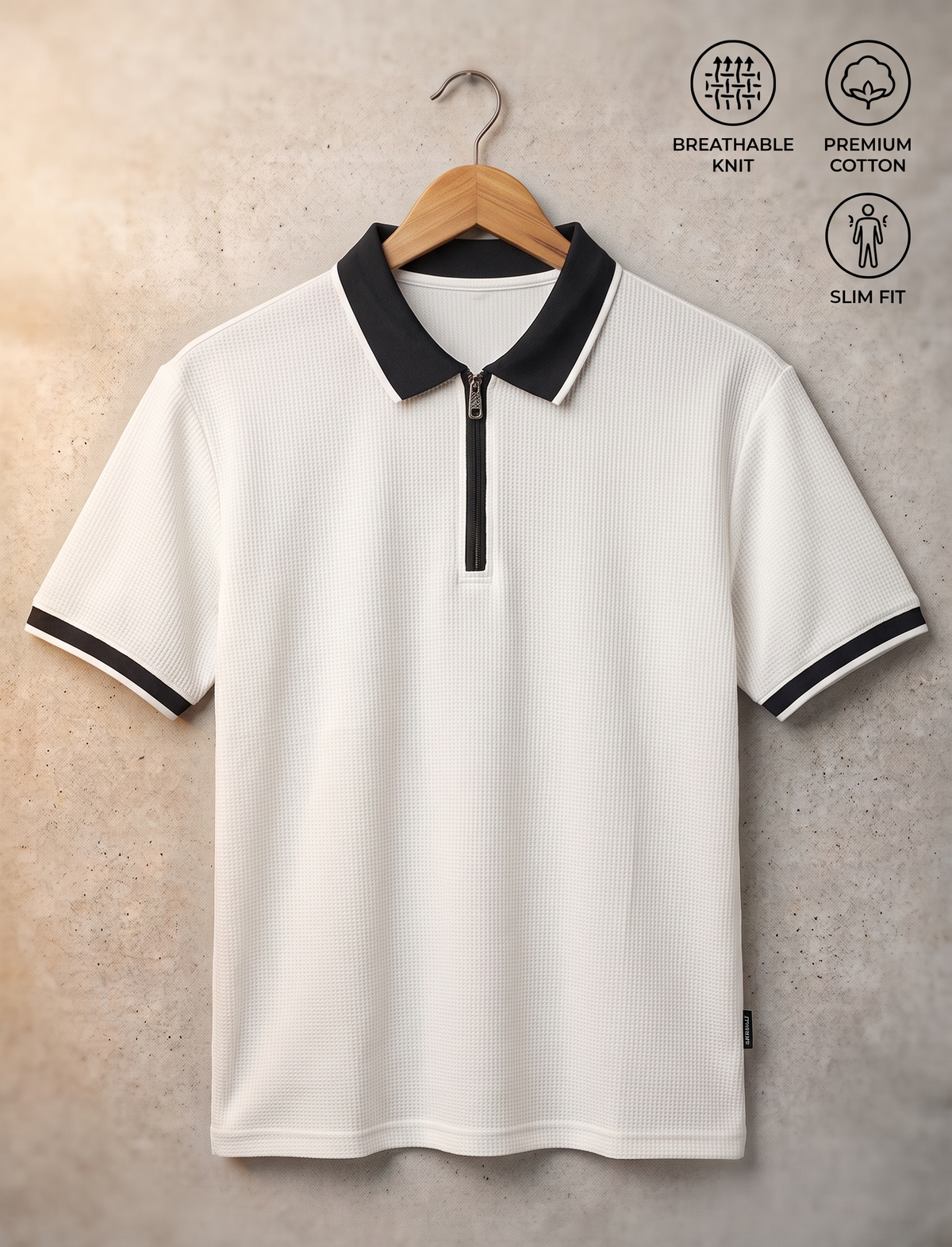 Men's Premium Contrast Polo Shirt- White