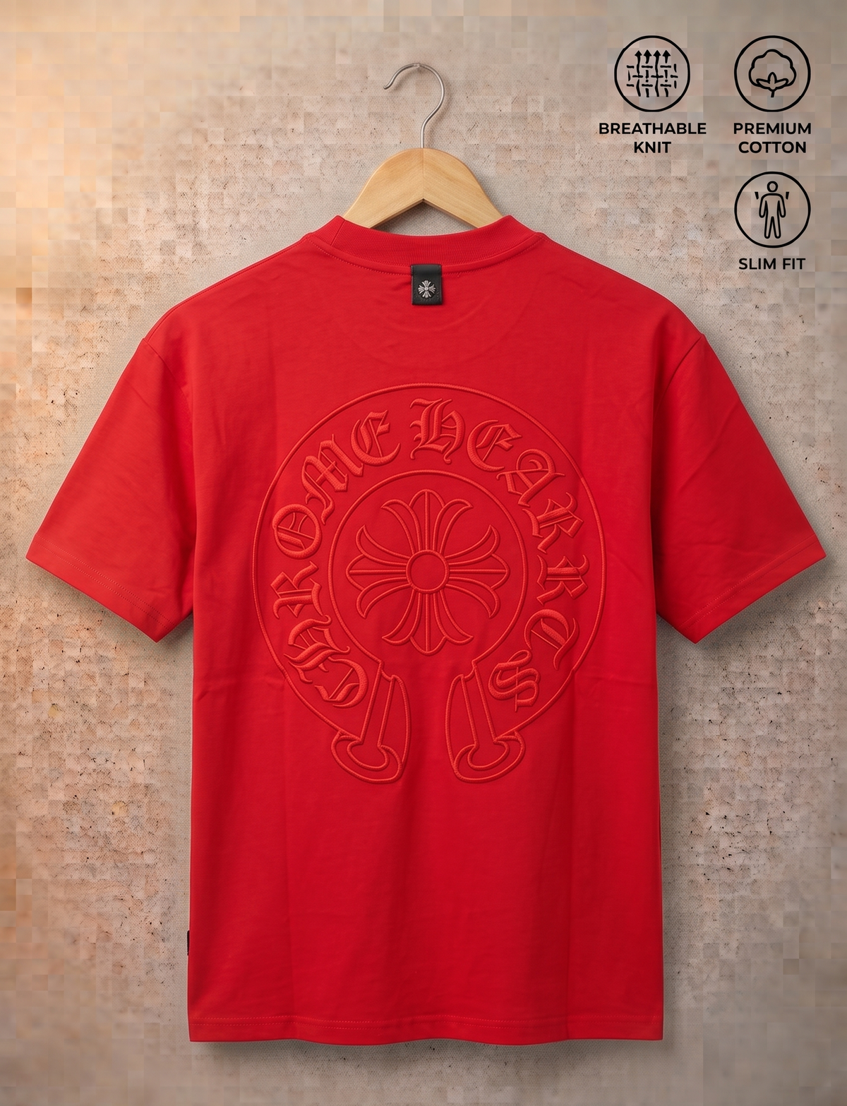Men's Premium Contrast Knit Polo T-Shirt- Red