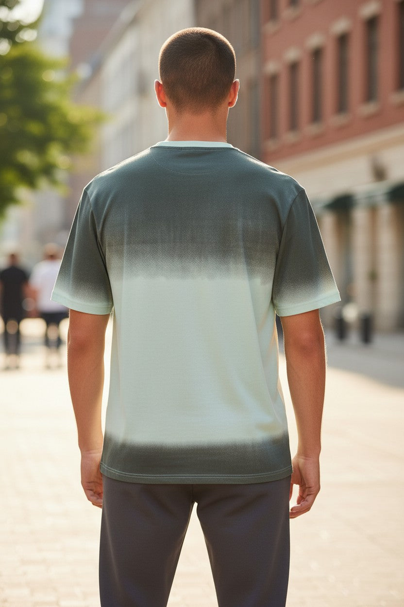 Balenciaga Sage Green Ombré Graphic Tee